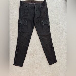 J Brand Brown Cargo Pocket Jeans with zipper slit